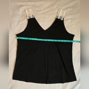 Chic Black Tank Top with Lace Accents